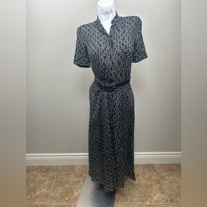 LAFAYETTE 148 Size xs Black Cream Viscose Silk Rectangle Shirt Dress